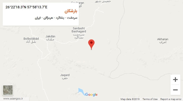 روستای بارشکان بر روی نقشه