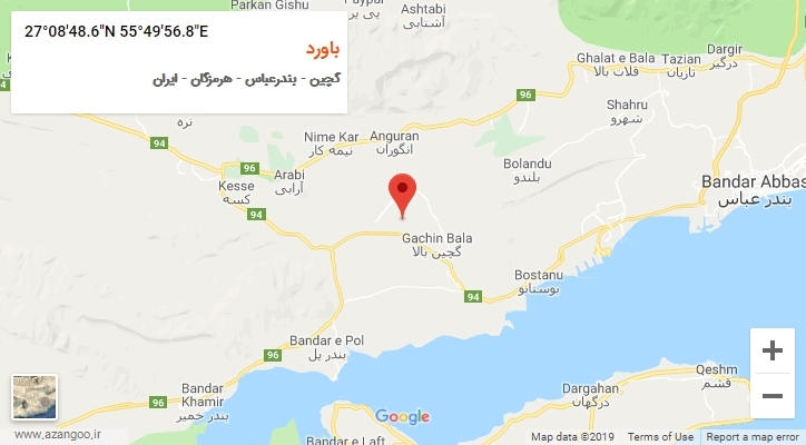 روستای باورد بر روی نقشه