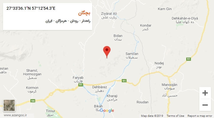 روستای بچگان بر روی نقشه