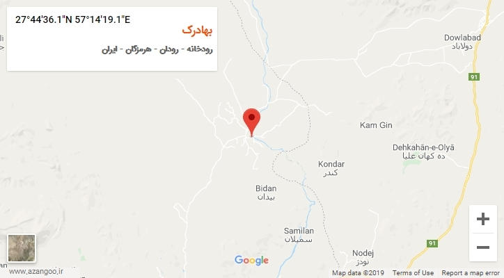 روستای بهادرک بر روی نقشه