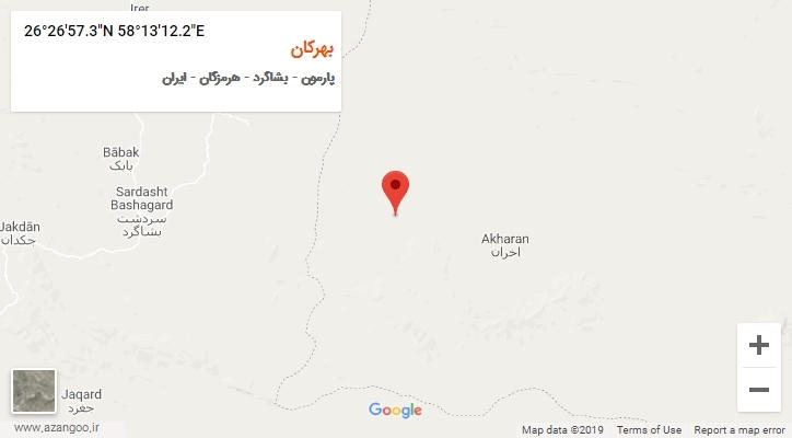 روستای بهرکان بر روی نقشه