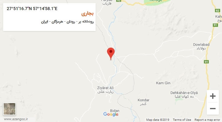 روستای بجاری بر روی نقشه