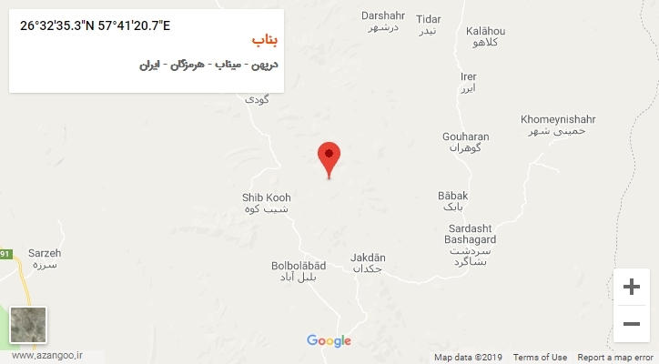 روستای بناب بر روی نقشه