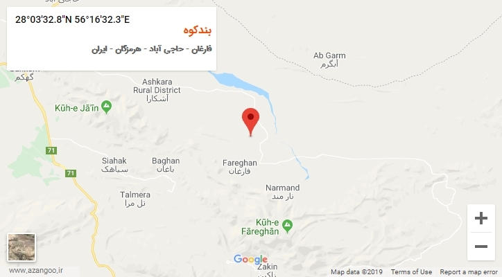 روستای بندکوه بر روی نقشه