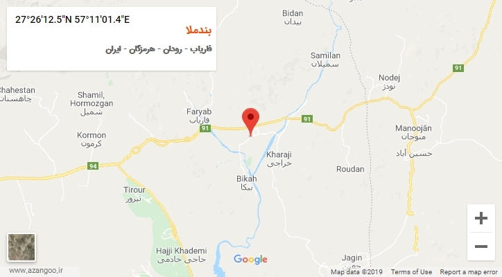 روستای بندملا بر روی نقشه