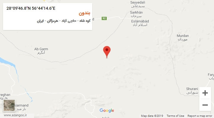 روستای بندون بر روی نقشه