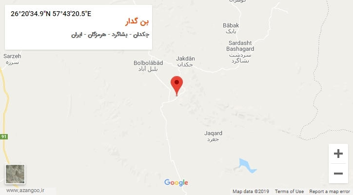 روستای بن گدار بر روی نقشه
