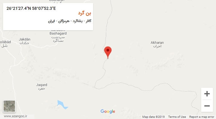 روستای بن گرد بر روی نقشه