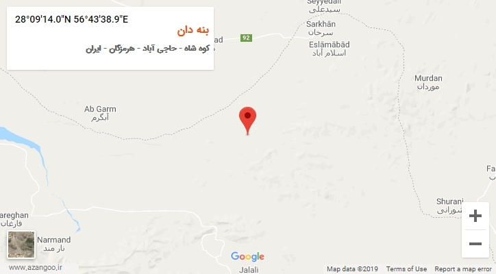 روستای بنه دان بر روی نقشه