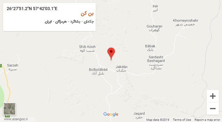 روستای بن کن بر روی نقشه
