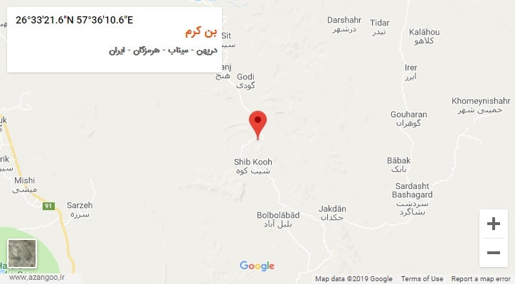 روستای بن کرم بر روی نقشه