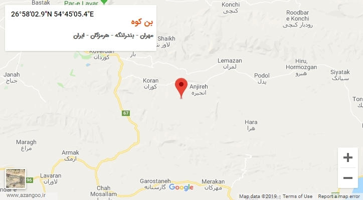 روستای بن کوه بر روی نقشه