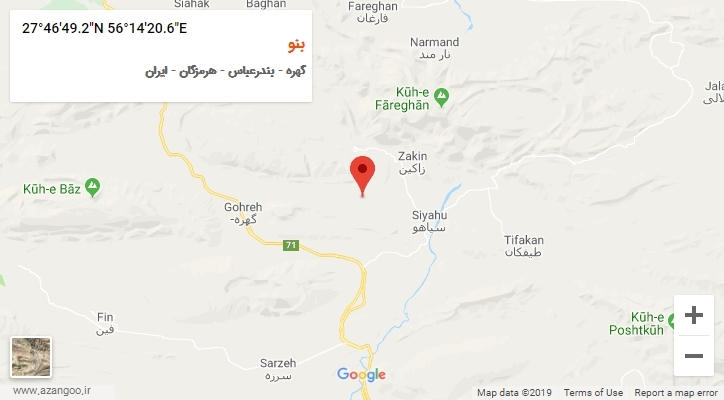 روستای بنو بر روی نقشه