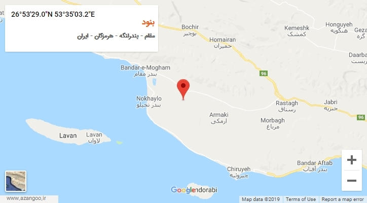 روستای بنود بر روی نقشه