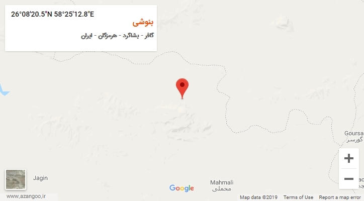 روستای بنوشی بر روی نقشه