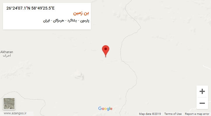 روستای بن زمین بر روی نقشه