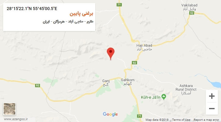 روستای برغنی پایین بر روی نقشه