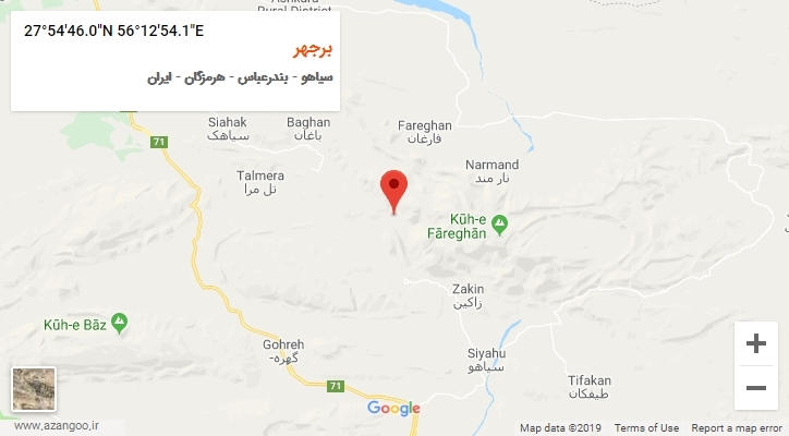 روستای برجهر بر روی نقشه