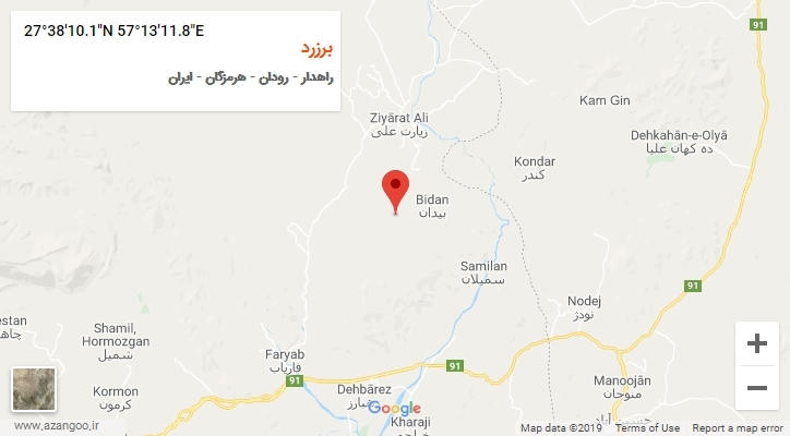 روستای برزرد بر روی نقشه