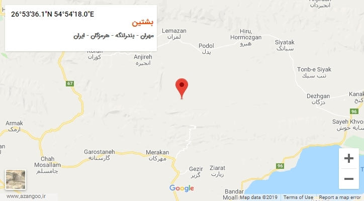 روستای بشتین بر روی نقشه
