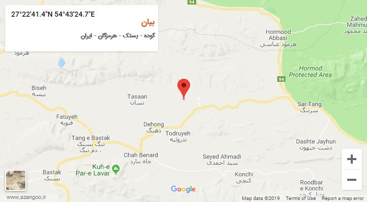 روستای بیان بر روی نقشه
