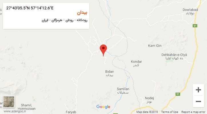 روستای بیدان بر روی نقشه