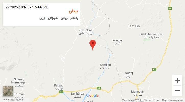 روستای بیدان بر روی نقشه