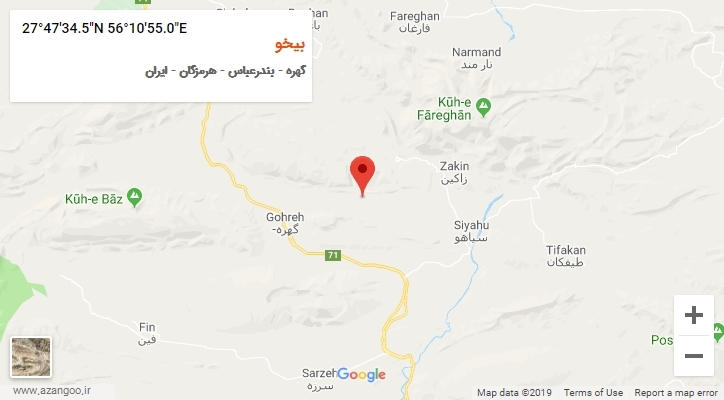 روستای بیخو بر روی نقشه