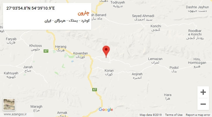 روستای چارون بر روی نقشه