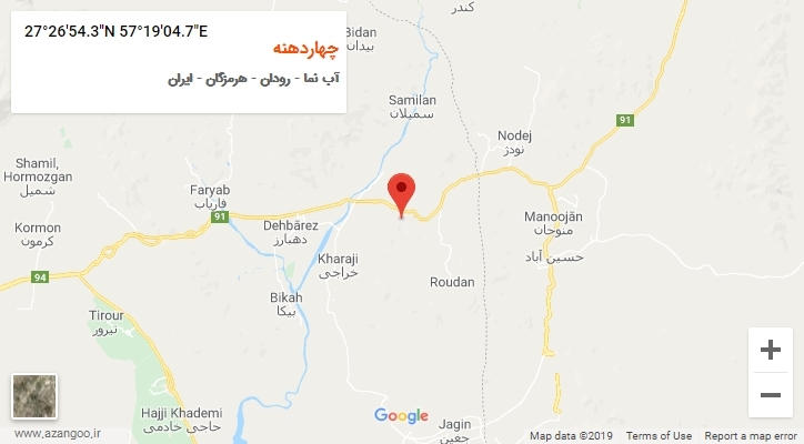 روستای چهاردهنه بر روی نقشه