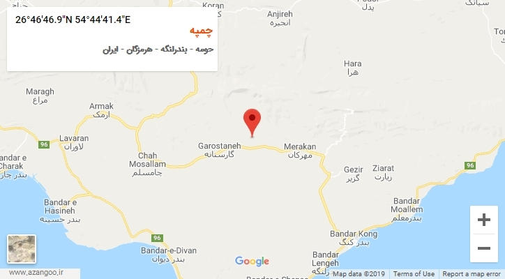 روستای چمپه بر روی نقشه