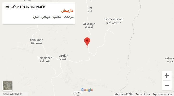 روستای دارپیش بر روی نقشه