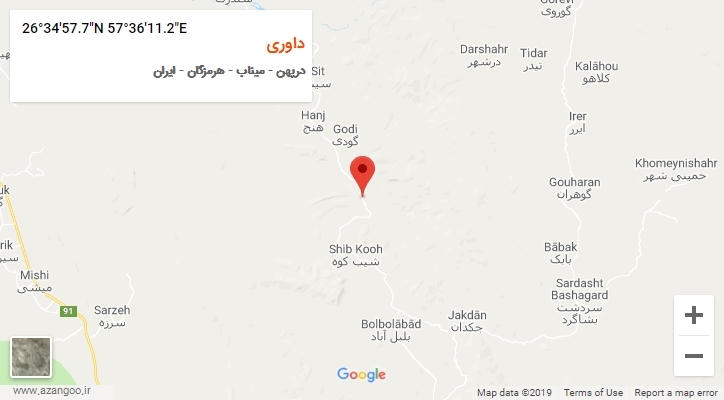 روستای داوری بر روی نقشه