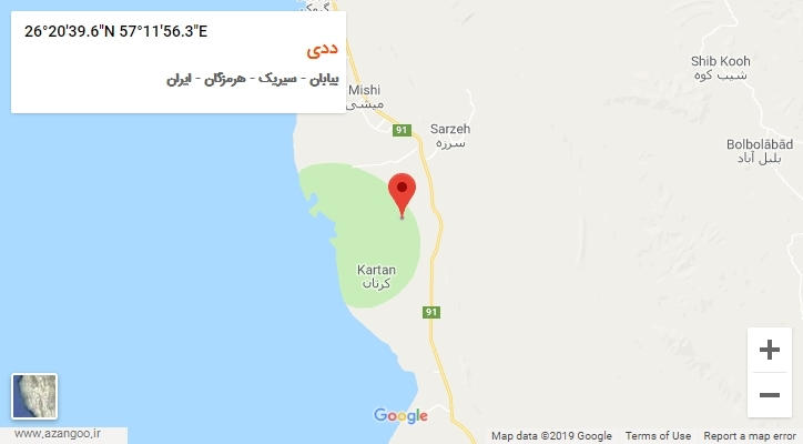 روستای ددی بر روی نقشه