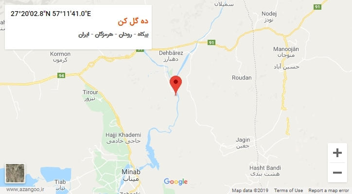 روستای ده گل کن بر روی نقشه