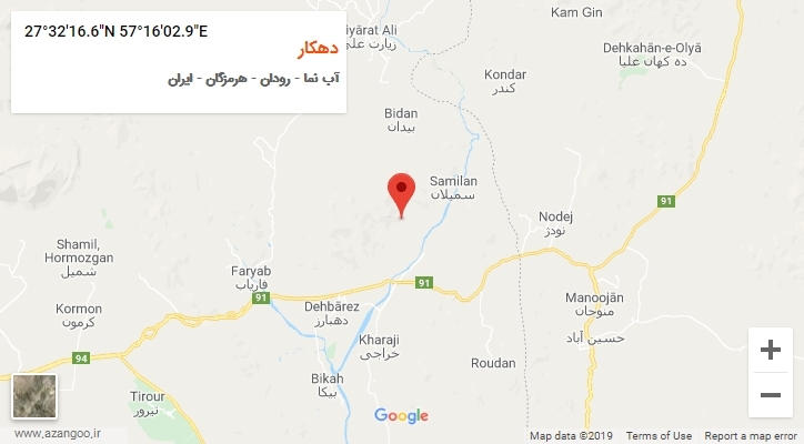 روستای دهکار بر روی نقشه