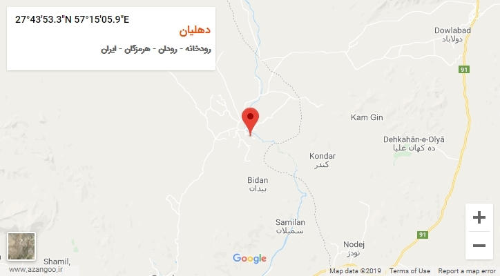 روستای دهلیان بر روی نقشه