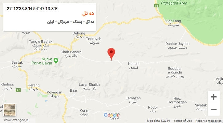 روستای ده تل بر روی نقشه