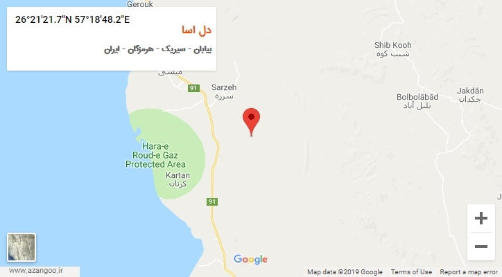 روستای دل اسا بر روی نقشه