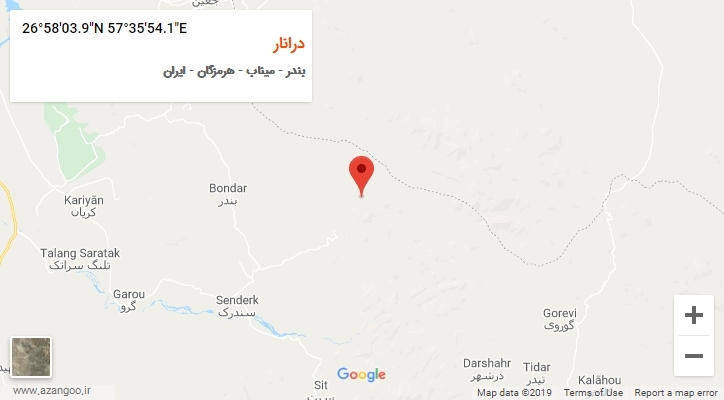 روستای درانار بر روی نقشه