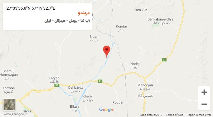 روستای دربندو بر روی نقشه