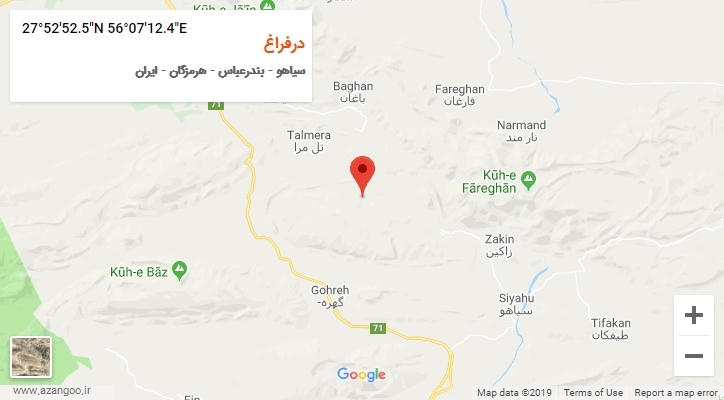 روستای درفراغ بر روی نقشه