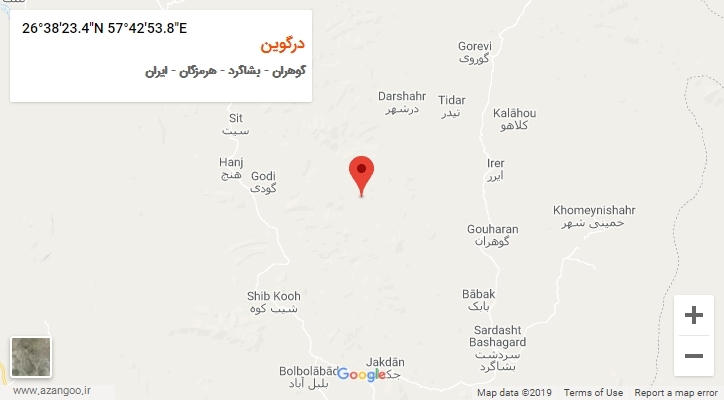 روستای درگوین بر روی نقشه