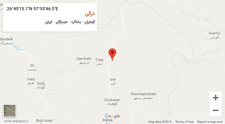 روستای درگی بر روی نقشه