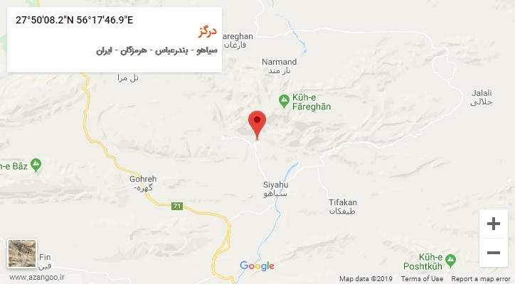 روستای درگز بر روی نقشه