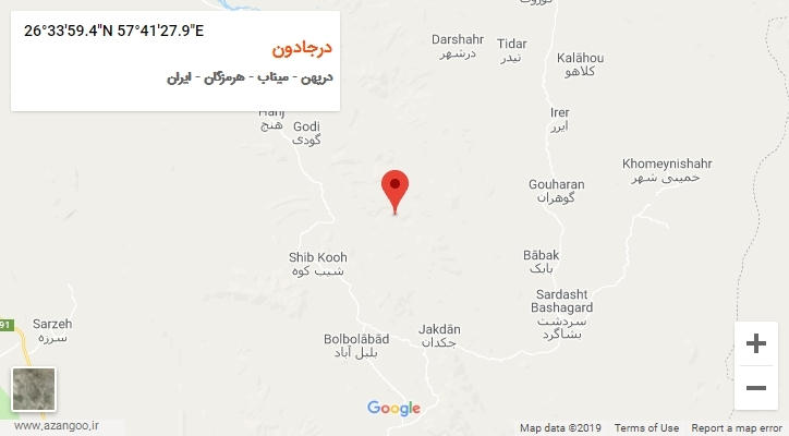 روستای درجادون بر روی نقشه