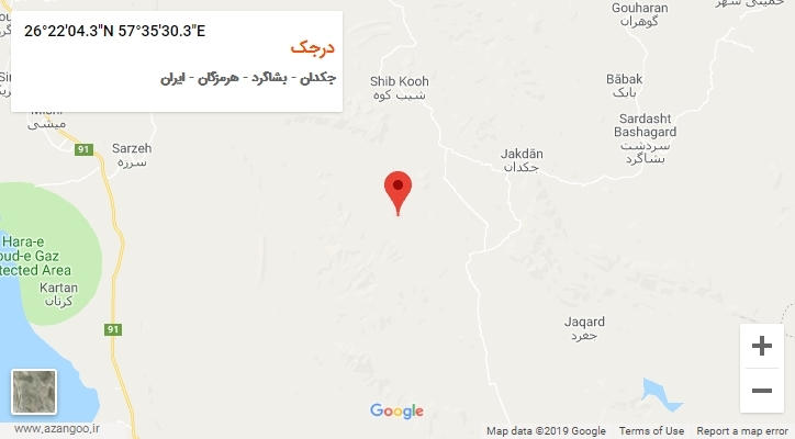 روستای درجک بر روی نقشه