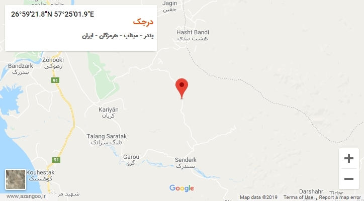 روستای درجک بر روی نقشه