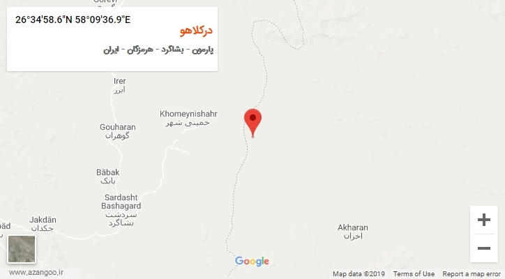 روستای درکلاهو بر روی نقشه