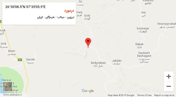 روستای درمورد بر روی نقشه
